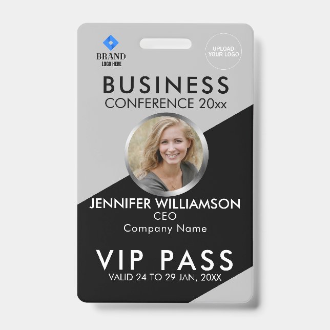 Black Gray Business Conference Exhibition Photo ID Badge (Front)