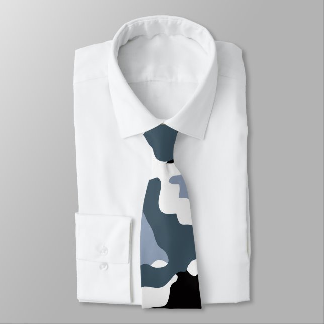 Black & Gray Camo Neck Tie (Tied)