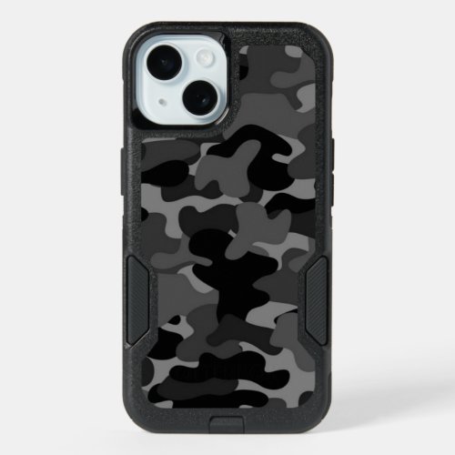 Black Gray Camo iPhone 15 Case