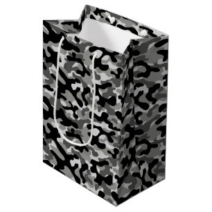 Black Gray Camo Pattern  Medium Gift Bag