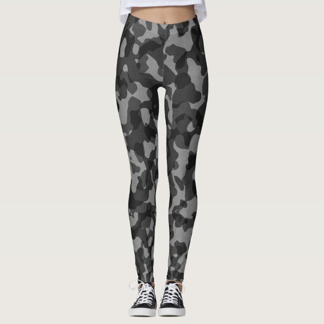 Black/Gray camouflage leggings (Front)