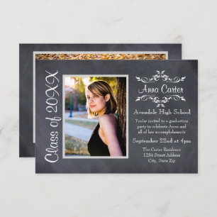 Black/Gray Chalkboard -3x5 Graduation Announcement