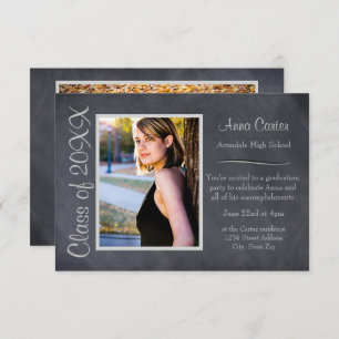 Black/Gray Chalkboard - 3x5Graduation Announcement