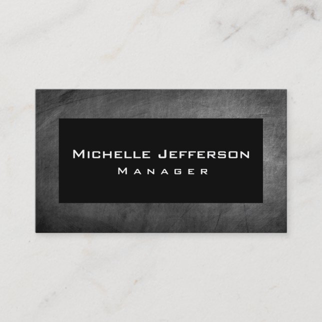 Black Gray Chalkboard Manager Business Card (Front)