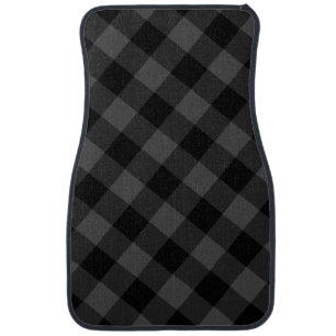 Black Gray Check Car Floor Mat Modern