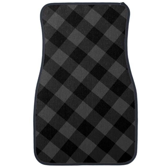 Black Gray Check Car Floor Mat Modern (Front)