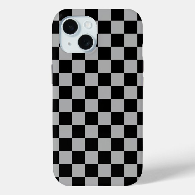 Black + Gray Check Checkered Checkerboard Pattern Case-Mate iPhone Case (Back)