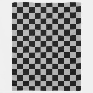 Black + Gray Check Checkered Checkerboard Pattern Fleece Blanket