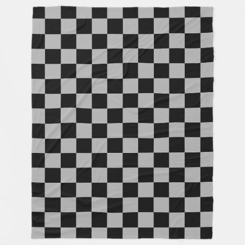 Black  Gray Check Checkered Checkerboard Pattern Fleece Blanket