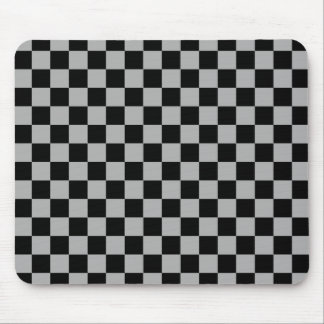 Black + Gray Check Checkered Checkerboard Pattern Mouse Pad