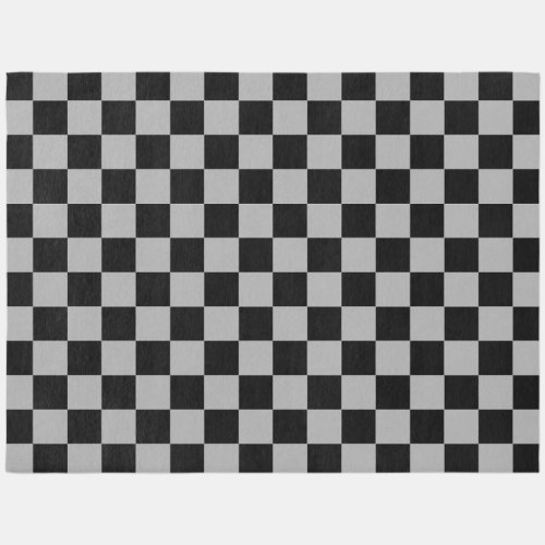 Black  Gray Check Checkered Checkerboard Pattern Outdoor Rug