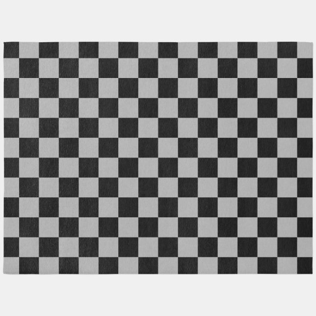 Black + Gray Check Checkered Checkerboard Pattern Outdoor Rug (Front)