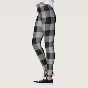 Black Gray Check Leggings