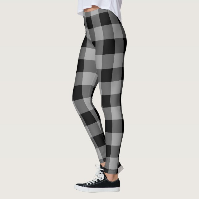 Black Gray Check Leggings (Left)