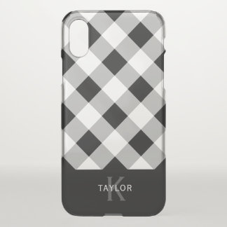 Black & Gray Check - Monogram iPhone X Case