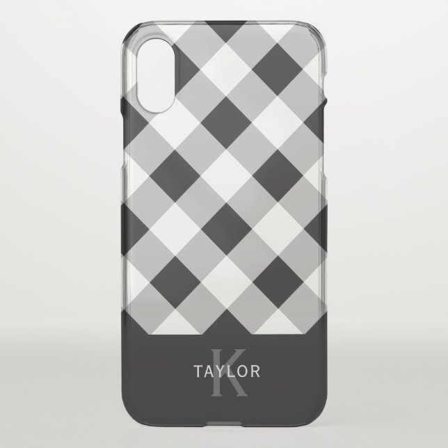 Black & Gray Check - Monogram Uncommon iPhone Case (Back)