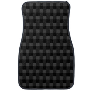 Black Gray Check Pattern Car Floor Mat