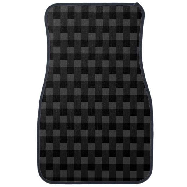 Black Gray Check Pattern Car Floor Mat (Front)