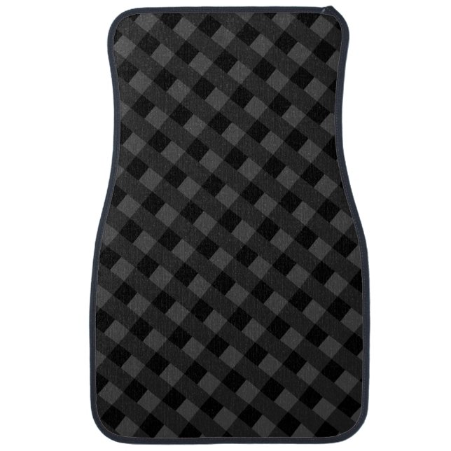 Black & Gray Checked - Car Floor Mat (Front)