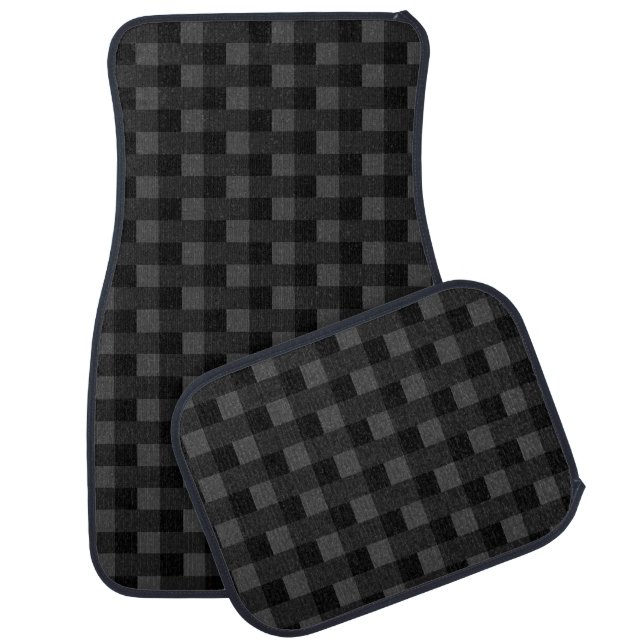 Black & Gray Checked - Car Floor Mat (Set)