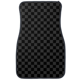 Black Gray Checkered Car Floor Mat