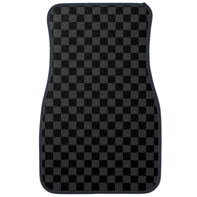  Black Gray Checkered  Car Floor Mat (Front)