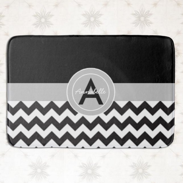 Black Gray Chevron Bathroom Mat (Creator Uploaded)
