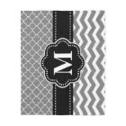Black Gray Chevron Monogram Blanket