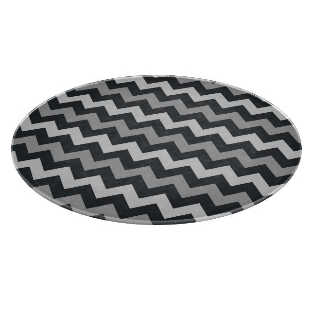 Black gray chevron pattern glass cutting board (Corner)