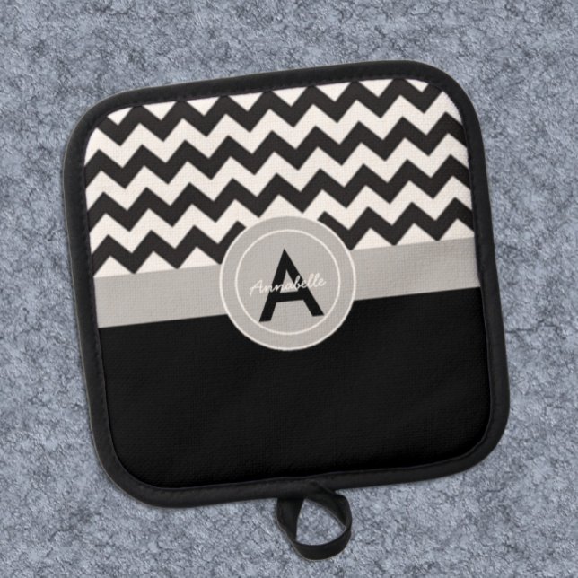Black Gray Chevron Pot Holder (Creator Uploaded)