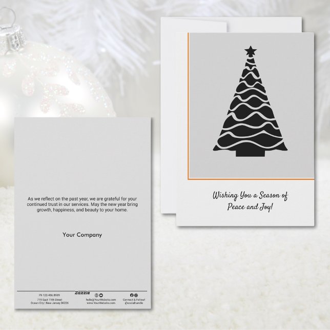 Black & Gray Christmas Tree Business Holiday Card (Black & Gray Christmas Tree Business Holiday Card)