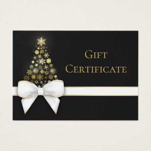 Black Gray Christmas Tree Snowflakes Bow Gift Card
