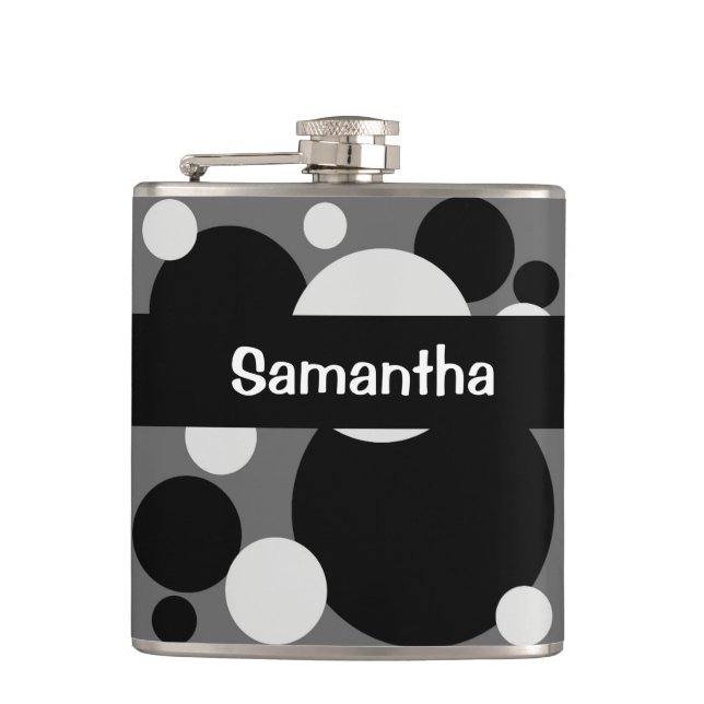 Black gray circle dots drinking flask (Front)
