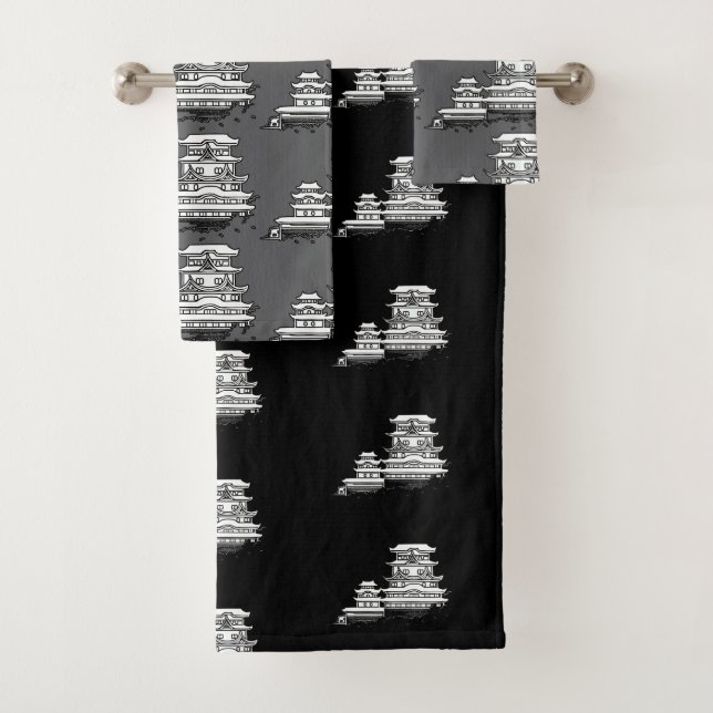 Black Gray Combo Exotic Abode  Bath Towel Set (Insitu)