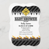 Black Gray Construction Baby Shower Invitation (Front/Back)