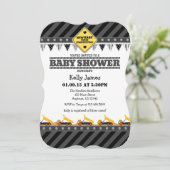 Black Gray Construction Baby Shower Invitation (Standing Front)