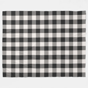 Black, Gray, Cream Buffalo Check  Fleece Blanket