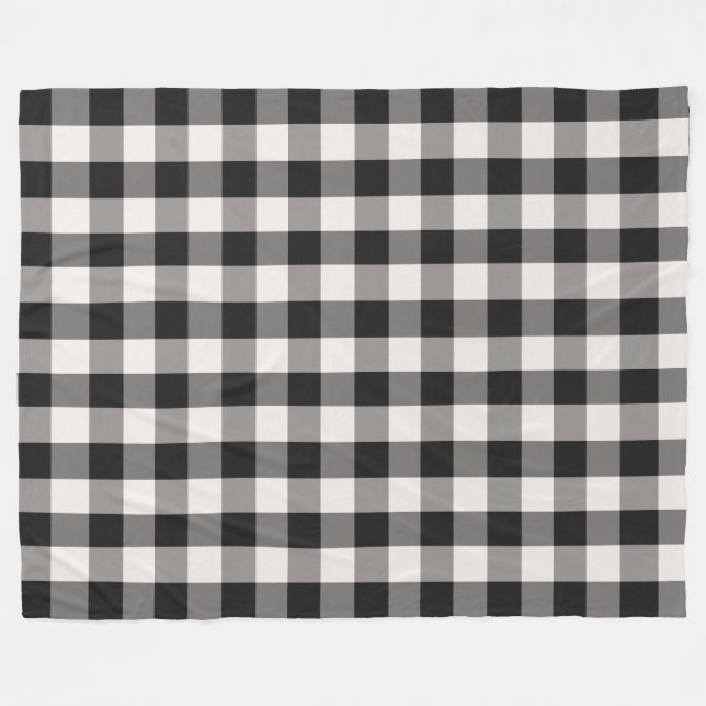 Black, Gray, Cream Buffalo Check  Fleece Blanket (Front (Horizontal))