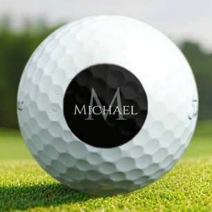 Black Gray Custom Monogram Name Initial Golf Balls