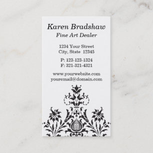 Black & Gray Damask Fine Art Dealer Business Cards