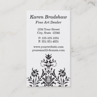 Black & Gray Damask Fine Art Dealer Business Cards