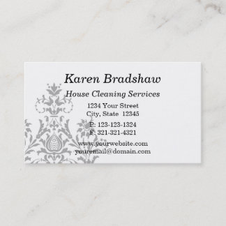 Black & Gray Damask Interior Design Business Card