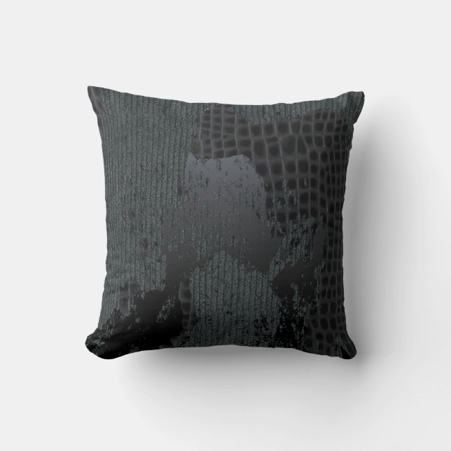 Black & Gray Distressed sweater and croc pillow (Front)
