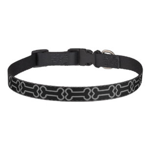 Black & Gray Dog Bone Pet Collar