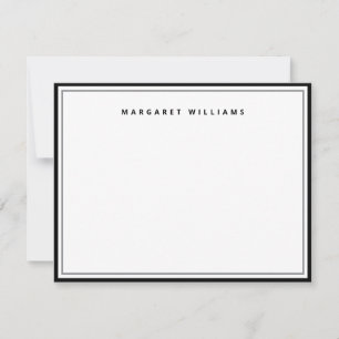 Black & Gray Double Border Simple Minimalist Note Card
