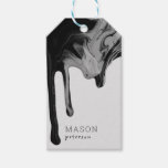 Black Gray Dripping Marble Seamless Abstract Cute Gift Tags at Zazzle