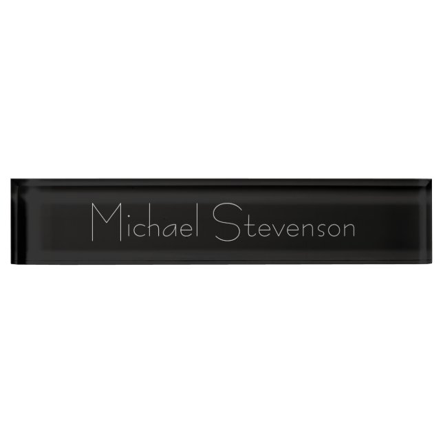 Black Gray Elegant Modern Business Nameplate (Front)
