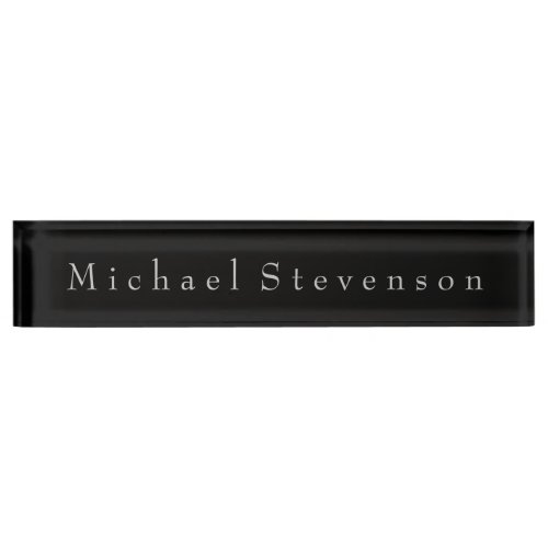 Black Gray Elegant Modern Business Nameplate