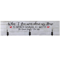 Black & Gray Engraved Wall Mounted Wood Coat Rack