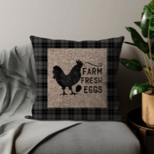 Black Gray Farm Fresh Eggs Chicken Burlap